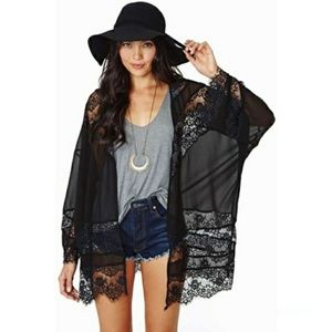 Witchy goth lightweight black lace kimono